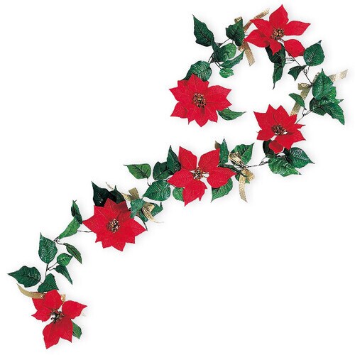 ポインセチアリボンガーランド(ゴールド) ×2本