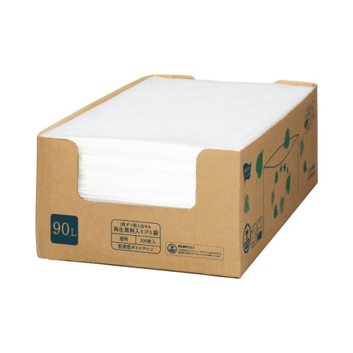 再生原料入り箱入り増量ゴミ袋低密度薄口90L×2
