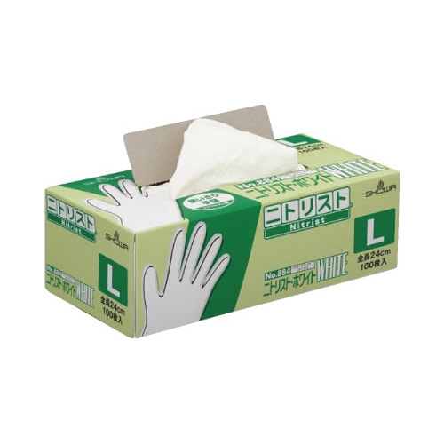 ニトリスト・ホワイト100枚入 ホワイト L 1梱