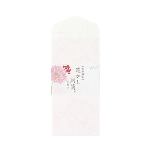 封筒<縦> 透かし和紙 ピンクブーケ柄