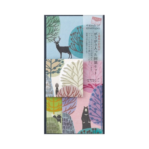 封筒 ガサガサ 森の動物柄