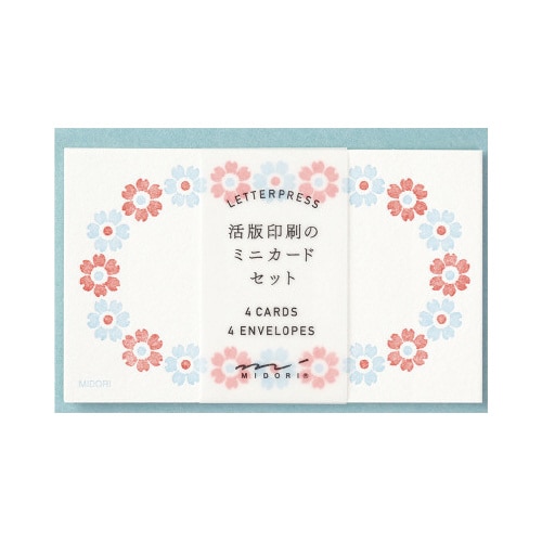 カードセット<名刺サイズ> 活版 花フレーム柄水色