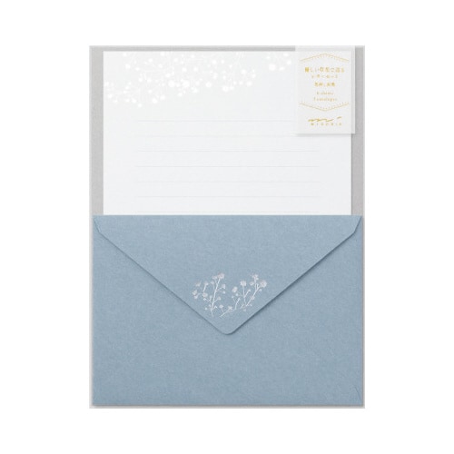 レターセット508 箔押封筒 かすみ草柄