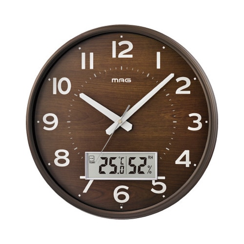MAG デジアナ電波掛時計 ゴーフル ブラウン
