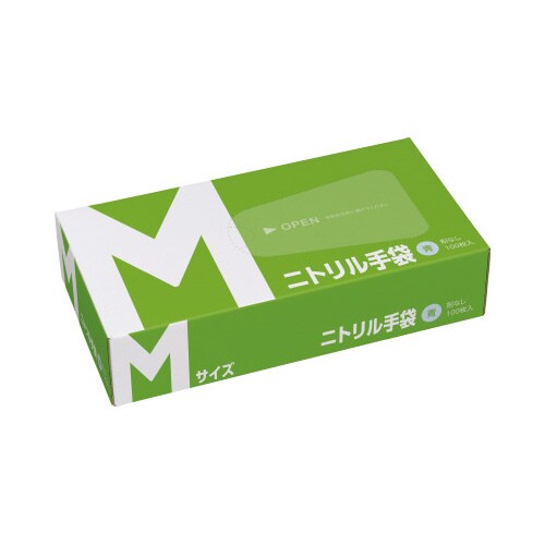 サイズが分かりやすいニトリル手袋 粉無青M×30