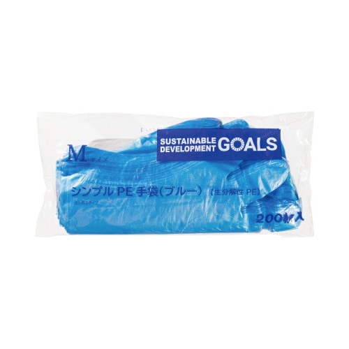 シンプルPE手袋ブルー Mサイズ 200枚入