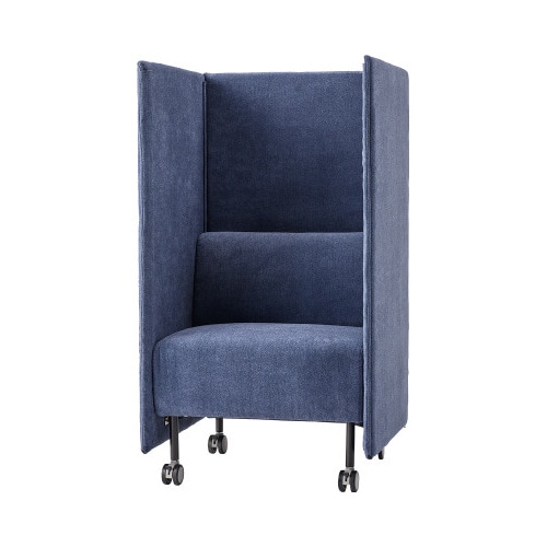 ムービングソファ 背・両側パネル付き ブルー