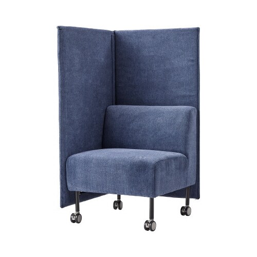 ムービングソファ 背・片側パネル付き ブルー