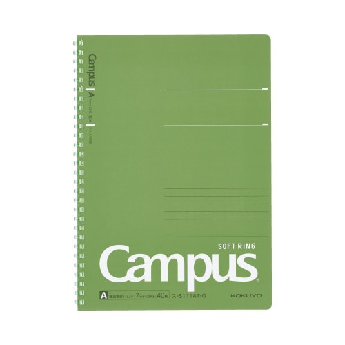 キャンパスソフトリングドット罫40枚B5 緑 5冊