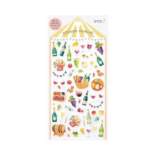 シール2491 マルシェ ワイン柄