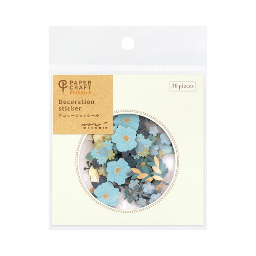 シール2521 PCM デコレーション 花柄 青
