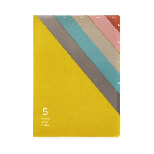 5ポケットクリアホルダー A4 ストライプ柄 黄