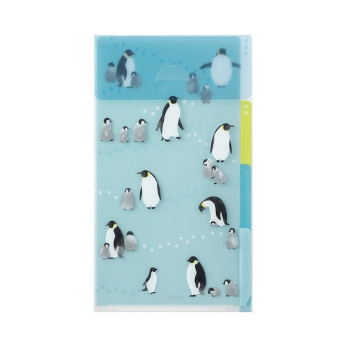 3ポケットクリアホルダーA5スリムフラップ付ペンギ