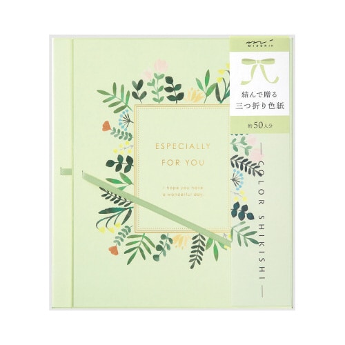 カラー色紙 三つ折り リボン 花柄