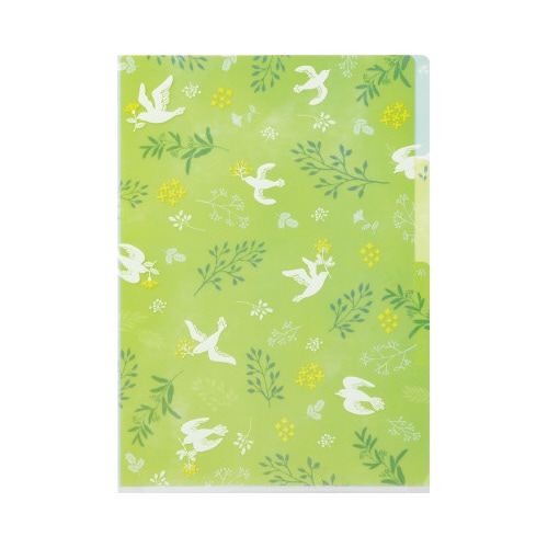 3ポケットクリアホルダー A4 白い鳥柄