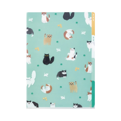 3ポケットクリアホルダー A4 ネコ柄A