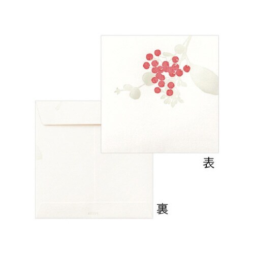 ぽち袋 活版 ブーケ柄 赤