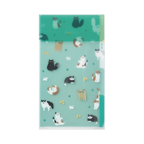 3ポケットクリアホルダーA5スリムフラップ付ネコ柄