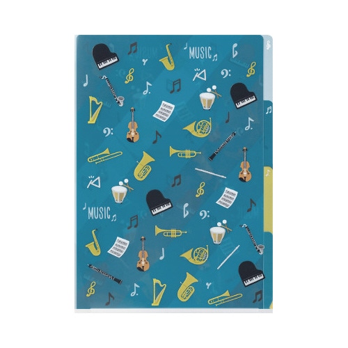 3ポケットクリアホルダー A4 楽器柄