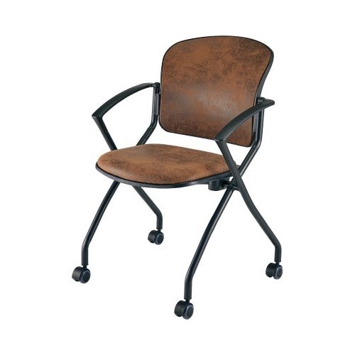 クロスネスティングチェア肘付きブラウン4脚以上