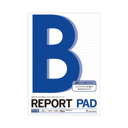 レポートパッド A5 メモリ入6mm罫×10