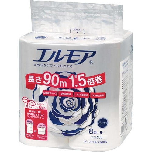 エルモア 1.5倍巻トイレット シングル90m×8