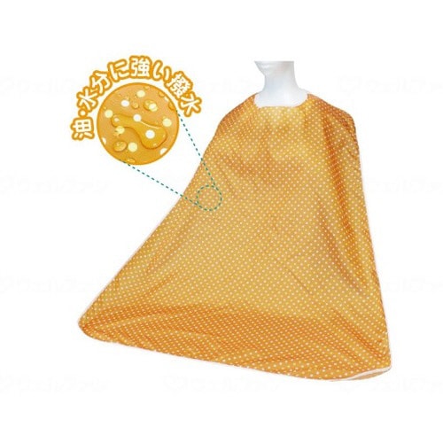 ふわ軽!食事用エプロン ドット柄オレンジ×7