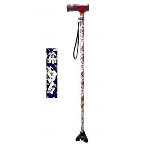 安心ステッキ さんさ 紫花柄×2