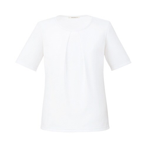 タック切替え半袖ニットBCK7306ホワイトLL