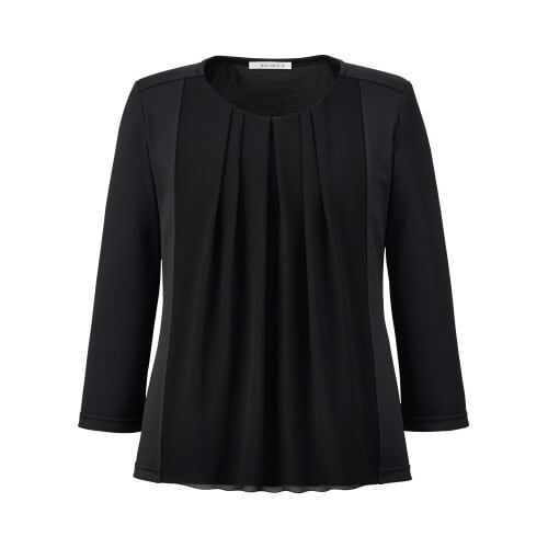 シフォン切替七分袖ニットBCK7107ブラックM