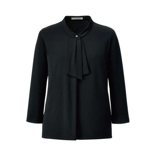 ボウタイ風七分袖ニットBCK7108ブラックM