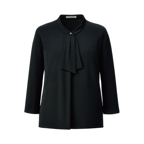 ボウタイ風七分袖ニットBCK7108ブラックS