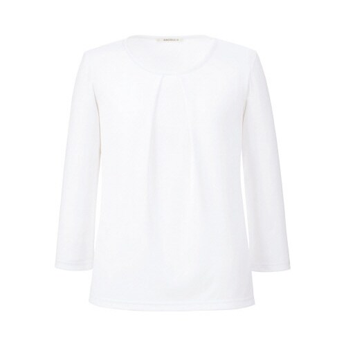 タック切替七分袖ニットBCK7106ホワイトL