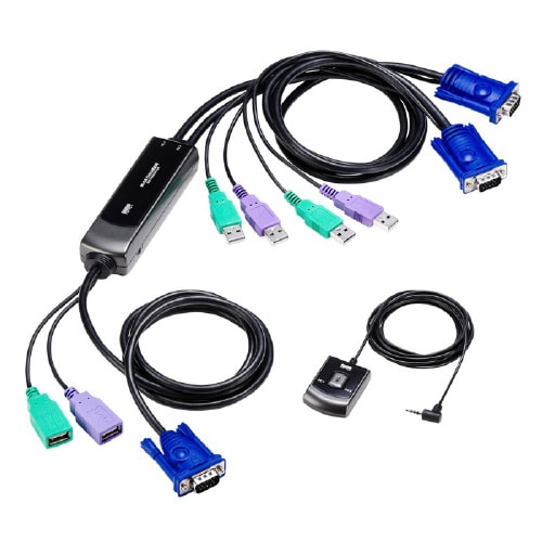 手元スイッチ付きパソコン自動切替器(2:1)