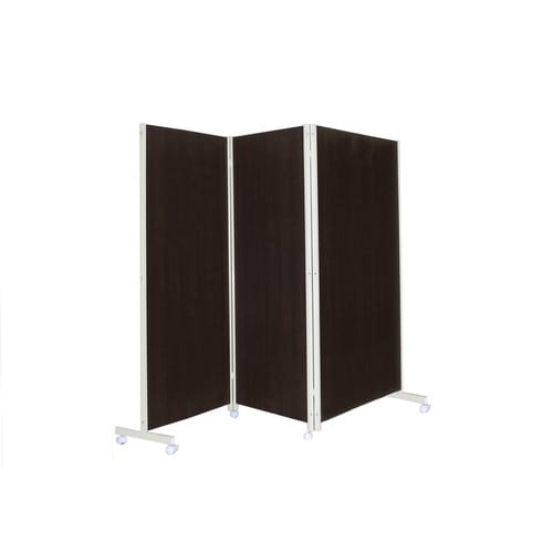 キャスター付パーティションH180 Dブラウン3連