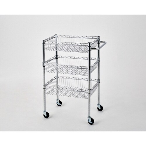 シェルフワゴン3段W60.9×D45.7ハンドル付