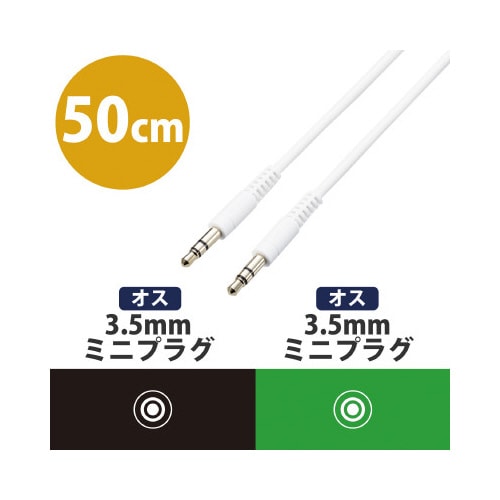 ステレオミニプラグ 50cm ホワイト