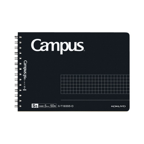 キャンパスツインリング方眼50枚ハーフ 黒