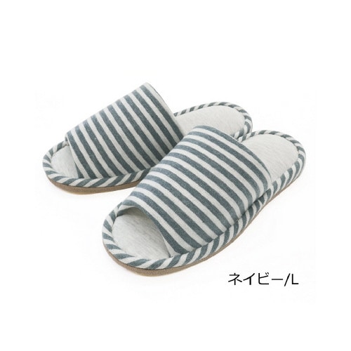 杢ニットボーダー外縫いLネイビー