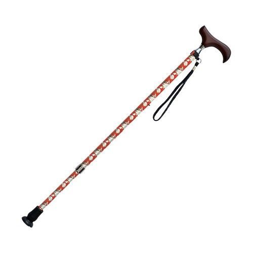 愛杖Eシリーズ 伸縮杖 柄タイプ レッド花柄