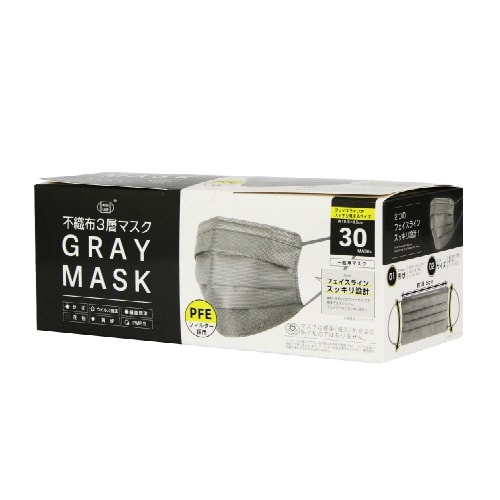不織布 グレーマスク 30枚×5