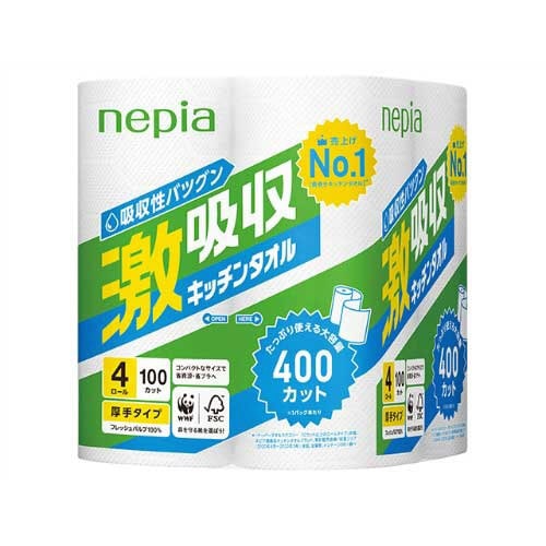 ネピア激吸収キッチンタオル4ロール100カット