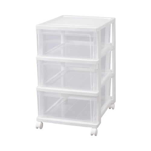 クローゼットチェスト 3段 ホワイト/クリア