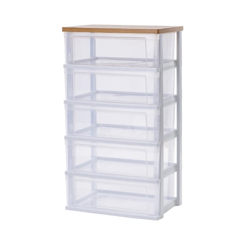 ウッドトップチェスト 5段 フレンチオーク/クリア