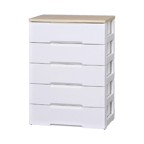 ウッドトップチェスト 幅730 5段 W/PE