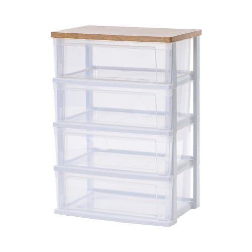 ウッドトップチェスト 4段 フレンチオーク/クリア