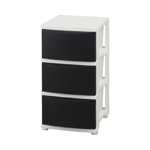 スリムチェスト 3段 ブラック/ホワイト