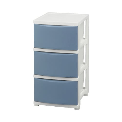 スリムチェスト 3段 ブルー/ホワイト