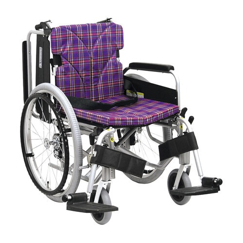 車いす(アルミ製) 紫チェック