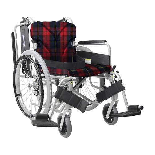 車いす(アルミ製) 赤チェック